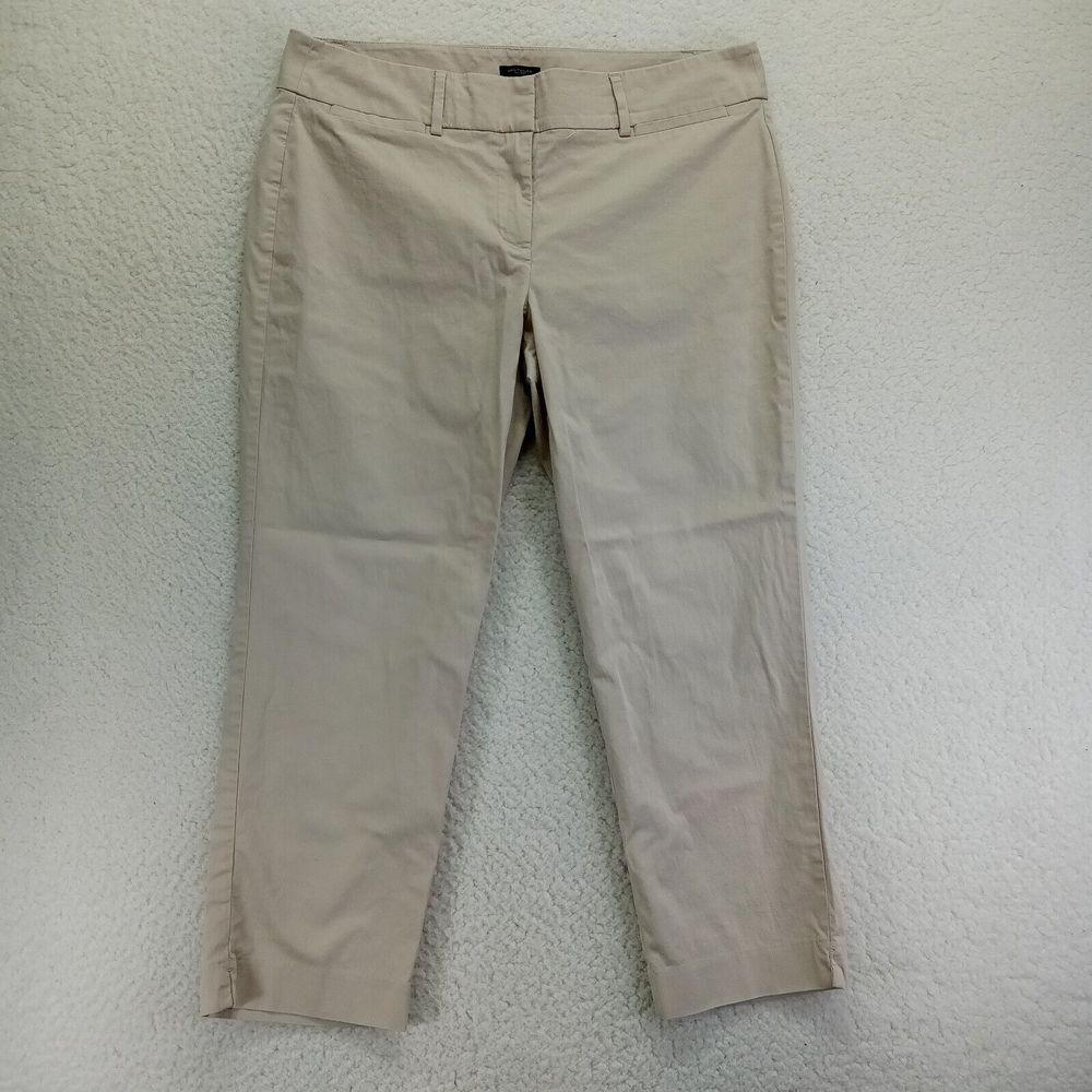 Ann Taylor‎ Factory Pants Womens 12 (36x25) Crop Straight Beige Cotton Blend